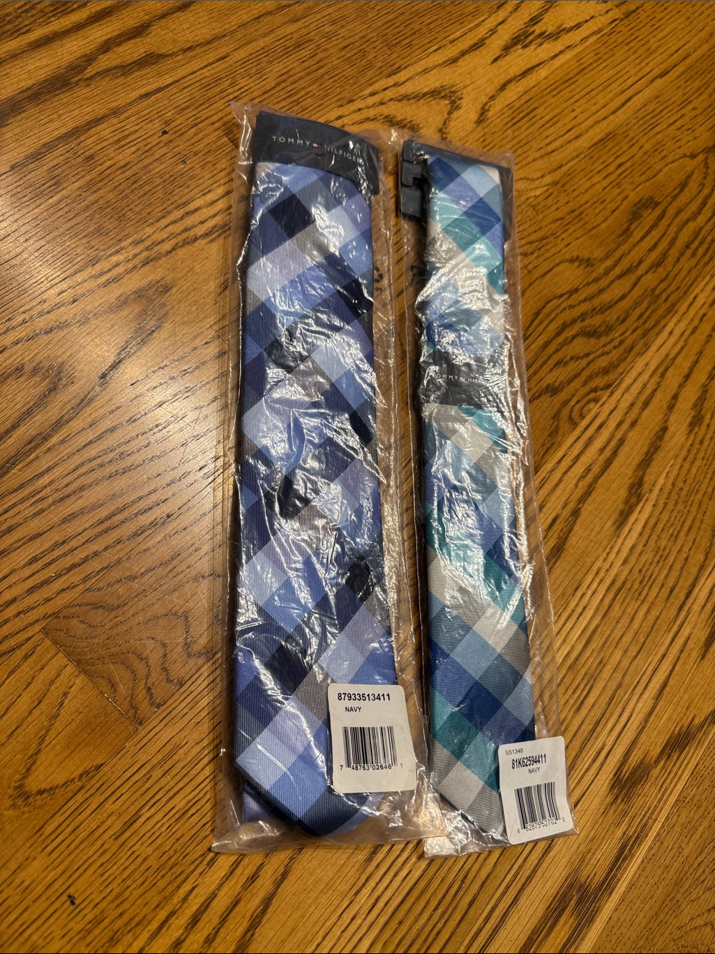 Tommy Hilfiger Blue And Teal Plaid Tie Duo